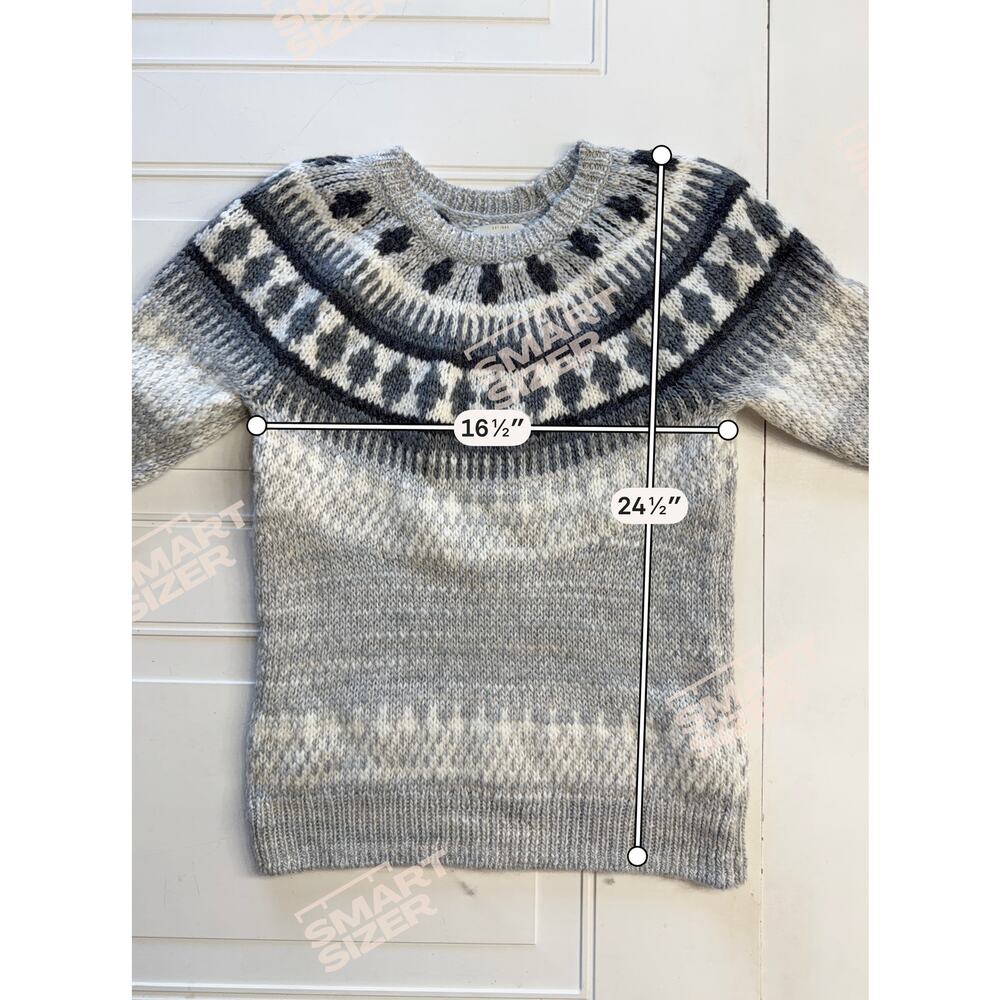 Lucky Brand Womens Sz S Fair Isle Pattern Gray Wool Blend Knit Sweater - Picture 5 of 6